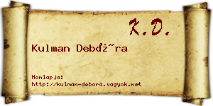 Kulman Debóra névjegykártya